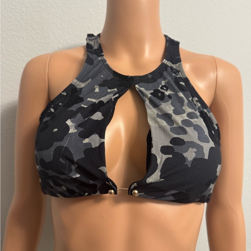 Robin Piccone Camouflage Black Swimwear Top
